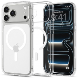 Husa MagSafe pentru Apple iPhone 18 Pro Max / 17 Pro Max, Spigen, Ultra Hybrid, Transparenta Alba ACS12118