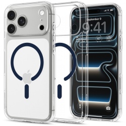 Husa MagSafe pentru Apple iPhone 18 Pro Max / 17 Pro Max, Spigen, Ultra Hybrid, Transparenta Bleumarin ACS12121