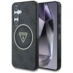 Husa MagSafe pentru Samsung Galaxy S25 S931, Guess, IML Glitter 4G Circle Triangle, Neagra