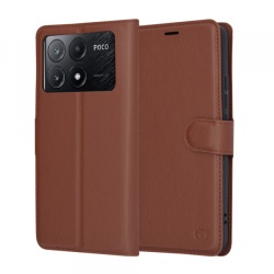 Husa pentru Xiaomi Poco X6 Pro, Techsuit, Leather Folio, Maro