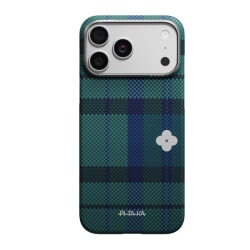 Husa Pitaka pentru iPhone 17 Pro Max, Flora in Grid, Edge Case, Forest Dawn