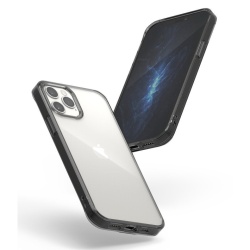 Husa Premium Ringke Fusion X Compatibila Cu iPhone 12 Pro Max, Transparenta Cu Rama Fumurie