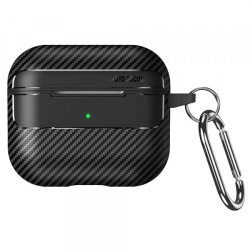 Husa Techsuit CarbonFiber pentru Apple AirPods Pro 3, Neagra