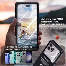 Husa Universala Waterproof pentru Telefon max. 6.9inch, ShellBox, AirBox, Neagra - Img 4