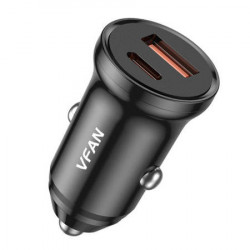 Incarcator auto Vipfan C03, USB + USB-C, 20W, PD + QC 3.0 (negru) - Img 3
