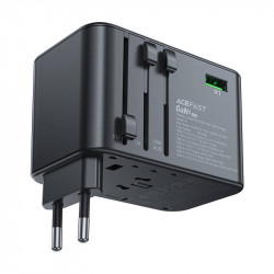 Incarcator de calatorie multifunctional Acefast Z1, 2xUSB-A, 3xUSB-C, GaN, 67W, SUA/EU/UK/AU (negru)