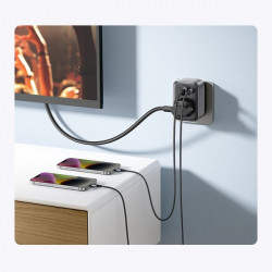 Incarcator de perete 30W (2xUSB/USB C/AC) / adaptor EU - UK 13A Ugreen CD314 - negru - Img 3