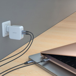 Incarcator priza Choetech GaN 2x USB Type C Power Delivery 3.0 QuickCharge 3.0 AFC 100W EU white (PD6008-EU) - Img 4