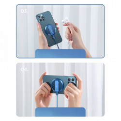 Incarcator Qi fara fir Joyroom 15 W pentru iPhone (compatibil MagSafe) + cablu USB tip C albastru (JR-A28) - Img 5