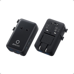 Incarcator retea Anker Nano Travel Adapter 5 in 1, 20W, 2x USB-C, 2x USB-A, EU, UK, US, AU, Negru