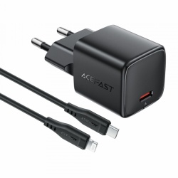 Incarcator Retea Cu Cablu Lightning Acefast A118, 30W, 3A, 1 x USB-C, Negru