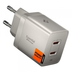 Incarcator Retea Spigen EE472EU Essential, 47W, 3A, 2 x USB-C, Gri Titan ACH10451