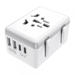 Incarcator Retea Techsuit HHt204A Travel, 15W, 3A, 2 x USB-A - 2 x USB-C, Alb