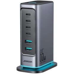 Incarcator Statie Joyroom JR-TCM02 UK, 65W, 3.25A, 2 x USB-A - 4 x USB-C, Gri