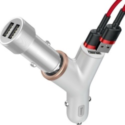 Incarcator telefon, Baseus Y Type, 2xUSB si extensie bricheta, 3.4A, alb - Img 4