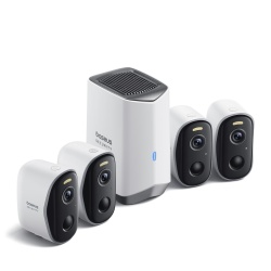 Kit supraveghere video Baseus Security N1 Plus, 2K HD, IP67, Night Vision, Autonomie 270 zile, HomeStation H1 + 4 camere video