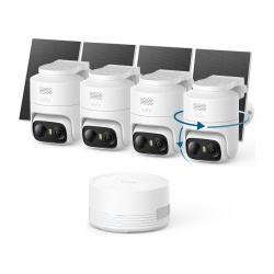 Kit supraveghere video eufy C37 HomeBase Mini + 4 camere 2K Smart CCTV Pan & Tilt cu panou solar inclus