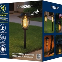 Lampă Solară de Gradină cu Senzor de Mișcare BEPER P207ILO106, 3 Moduri de Iluminare, cu Țăruș de Fixare și Mâner, Certificare IP44, Negru - Img 3