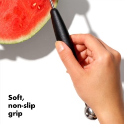 Lingură Dublă pentru Bile de Fructe și Pepene OXO Good Grips Melon Baller, Oțel Inoxidabil, Mâner Ergonomic Antiderapant - Img 2