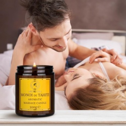 Lumânare pentru Masaj Cald Monoi de Tahiti 100 g, din Ceară Naturală de Soia, Ulei de Cocos și Oleorășină de Vanilie, Ulei Hidratant de Corp, Aromaterapie și Relaxare - Img 6