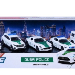 MAJORETTE SET 5 MASINUTE DE POLITIE DUBAI METALICE MERCEDES AMG 7.5CM