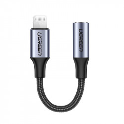 Mini jack 3,5 mm Ugreen - cablu adaptor Lightning MFI (Made For iPhone) 10 cm negru (US211 30756) - Img 1