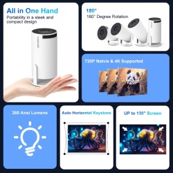 Mini proiector 4K HY300 Pro Android 11 Dual Wifi6 260ANSI Allwinner H713 BT5.0 1080P 1280*720P Home Cinema Proiector exterior - Img 7