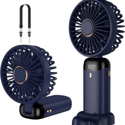Mini Ventilator de Mână Portabil și Pliabil cu 5 Viteze, Acumulator 4200mAh, Afișaj LED, Încărcare USB, pentru Birou și Exterior