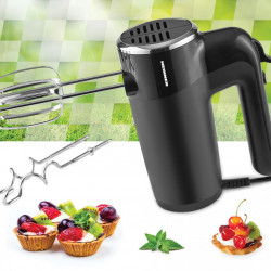 Mixer de mana Heinner HM-300BK, 300W, 6 viteze+turbo, 2 seturi accesorii inox, Negru