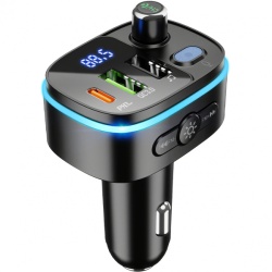 Modulator FM Bluetooth HOCO E62 Fast, Buton Apel, 2 X USB - 1 X USB Type-C, Negru