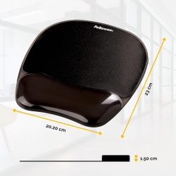 Mouse Pad Ergonomic cu Suport din Gel pentru Încheietură Fellowes Gel Crystals, Bază Cauciucată Antiderapantă, Compatibil cu Mouse Optic și Laser, Negru - Img 2