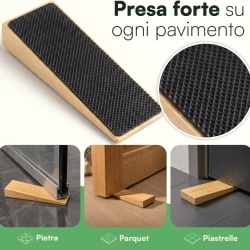Opritor de Ușă pentru Pardoseală din Lemn Natural de Bambus, Talpă Antiderapantă din Cauciuc, Fixare Fără Găurire sau Adeziv, Protecție Anti-Zgârieturi pentru Parchet și Gresie, Design Elegant Natur - Img 5