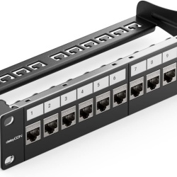 Panou Patch Modular de 12 Porturi deleyCON, 1U, Rack 10 Inch + 12 Bucăți Module Keystone RJ45 CAT6a, Negru - Img 5