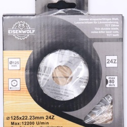 Pânză Circulară pentru Lemn Ø 125 x 22.23 mm cu 24 Dinți TCT din Carbură de Tungsten, Viteză Maximă 12.250 RPM, Tăiere Lemn Masiv, Esențe Tari/Moi și Compozite - Img 3