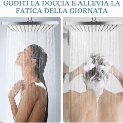 Pară de Duș Pătrată 10 Inch (25x25 cm), Oțel Inoxidabil 304, Efect de Ploaie de Înaltă Presiune, Sistem Anti-Calcar, Finisaj Argintiu Oglindă - Img 2