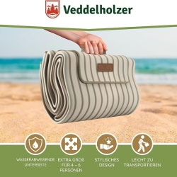 Pătură de picnic și plajă XXL Veddelholzer, 200 x 200 cm, impermeabilă, rezistentă la nisip, strat termoizolant și căptușeală moale, pliabilă tip geantă, lavabilă - Img 3