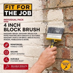 Pensulă pentru Zidărie "Block Brush" Fit For The Job 4 inch, Perete Exterior și Suprafețe Rugoase, Mâner Soft-Grip - Img 4