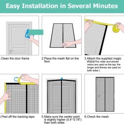Plasă Anti-Insecte Magnetică pentru Uși Typec Home 140 x 215 cm, Perdea Împotriva Țânțarilor și Muștelor cu Închidere Automată Silențioasă, Bandă Arici Superioară Lățită la 4 cm, Montaj Fără Găurire, Plasă Deasă Rezistentă - Img 4