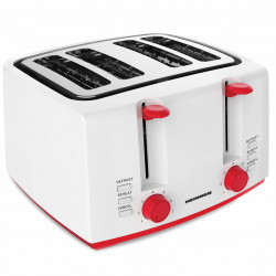 Prajitor de paine Heinner Panfette 1300 HTP-1300WHR, 1100W, capacitate 4 felii, 7 niveluri de rumenire,Alb/Rosu