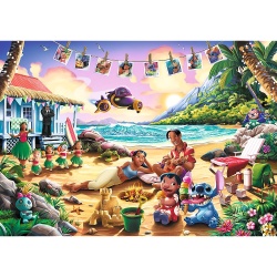 PUZZLE TREFL 1000 PREMIUM PLUS DISNEY LILO SI STITCH PETRECERE PE PLAJA - Img 2