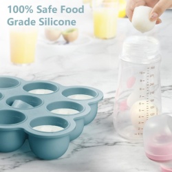 Recipient Congelator Porționare Hrană Bebeluși Aolso din Silicon Alimentar Fără BPA, 9 Compartimente x 75 ml cu Capac Detașabil, Formă Congelare Piureuri, Supe și Gustări, Albastru - Img 3