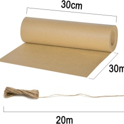 Rolă Hârtie Kraft Maro pentru Ambalat Cadouri, 30 cm x 30 m, cu Sfoară de Iută 20 m Inclusă, Hârtie Natur Rezistentă pentru Proiecte DIY, Floristică și Decorațiuni - Img 7