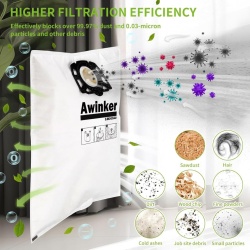 Set 10 Saci de Filtrare din Pânză Textilă (Fleece) Compatibili cu Aspiratoare Umed-Uscate Kärcher WD 2, WD 3, MV 3, SE 4001, SE 4002, Microfibră 3 Straturi Rezistentă la Rupere, Filtrare 99.97% - Img 4