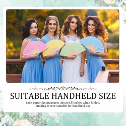 Set 12 evantaii pliabile din hârtie pastel, evantaie decorative pentru nuntă, petreceri și proiecte DIY, 6.5 inch - Img 2