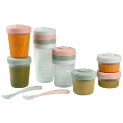 Set 12 recipiente hrana Beaba Eucalyptus 2x90 ml, 4x150 ml, 6x250 ml, Gri/Roz - Img 4