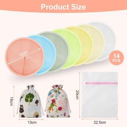 Set 14 Tero-Discuri / Absorbante Reutilizabile pentru Sâni din Bambus Organic, Lavabile, cu Sac de Spălare și Depozitare, pentru Alăptare - Img 8