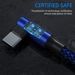 Set 2 Cabluri USB la USB-C la 90 Grade, Unghi Drept, Încărcare Rapidă Fast Charge, Înveliș Textil Nailon Împletit, Lungime 2 m, Negru - Img 3