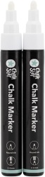 Set 2 Markere cu Cretă Lichidă CHALKSTAR, Vârf Rotund 2-4 mm, Cerneală Albă pe Bază de Apă, Non-Toxică și Ștergere Ușoară cu Lavetă Umedă, pentru Geamuri, Vitrine, Table Negre, Oglinzi și Suprafețe Non-Poroase