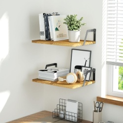 Set 2 Rafturi de Perete Extra Adânci (42 x 30 cm) Typec Home din Lemn și Oțel, Stil Vintage Carbonizat, Capacitate de Încărcare 18 kg, Etajere Suspendate pentru Organizare și Decor - Img 8