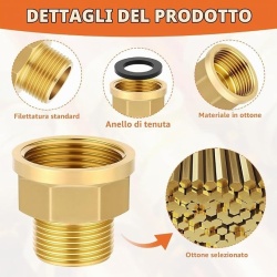 Set 2 Reducții / Adaptori din Alamă 3/4" Exterior x 1" Interior, Bucșă Filetată Hexagonală cu 2 Inele de Etanșare, pentru Apă, Gaz și Combustibil - Img 8